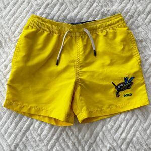 Polo Ralph Lauren Boys Traveler Yellow Swim Trunks Scuba Bear Size 4 NWOT